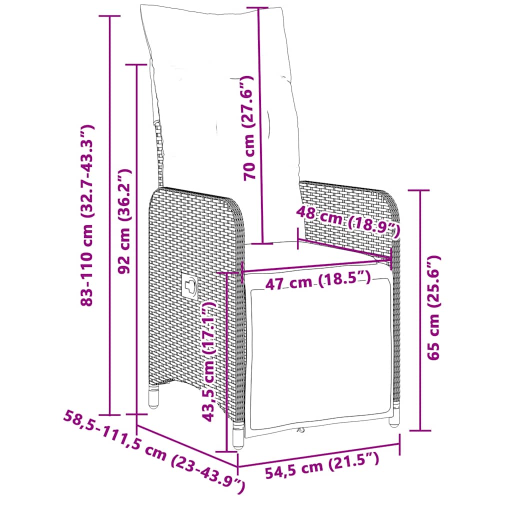 5-tlg. Garten-Bistro-Set mit Kissen Grau Poly Rattan