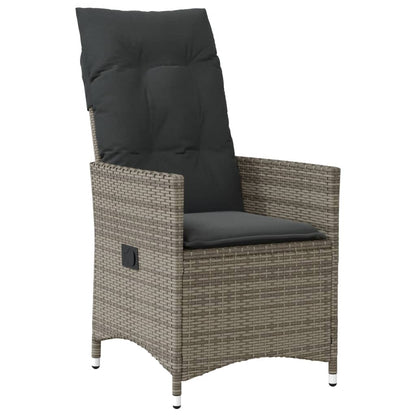 9-tlg. Garten-Bistro-Set mit Kissen Grau Poly Rattan