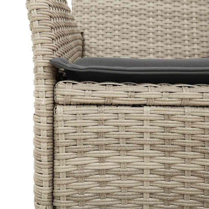 3-tlg. Garten-Essgruppe mit Kissen Hellgrau Poly Rattan Glas