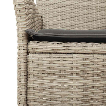 5-tlg. Garten-Essgruppe mit Kissen Hellgrau Poly Rattan Glas