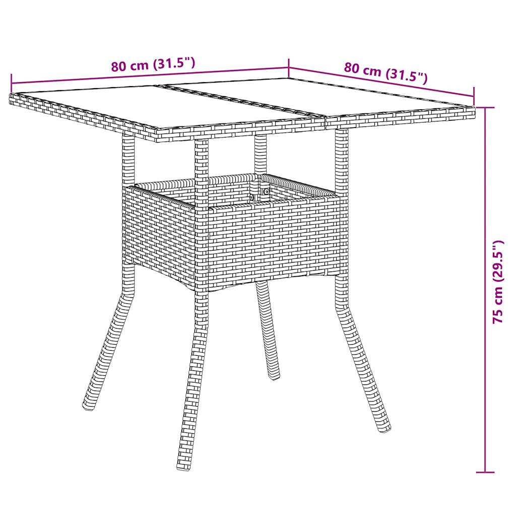 3-tlg. Garten-Essgruppe mit Kissen Braun Poly Rattan Glas