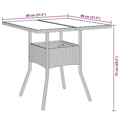 3-tlg. Garten-Essgruppe mit Kissen Braun Poly Rattan Glas