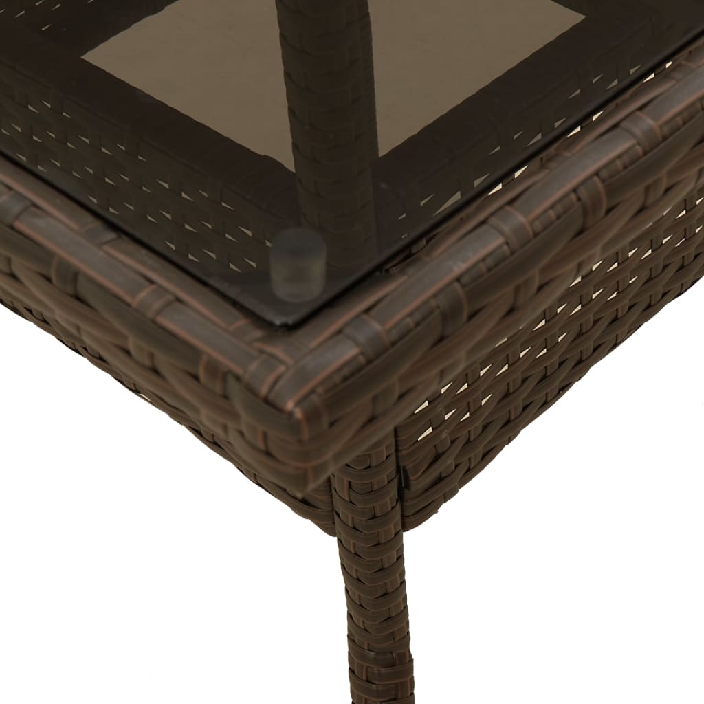5-tlg. Garten-Essgruppe mit Kissen Braun Poly Rattan Glas