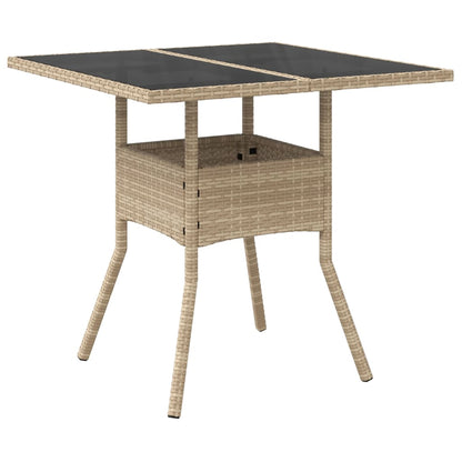 5-delt sæt Have spisestuesæt med puder Beige polyrattan og glas
