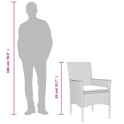 5-delt sæt Have spisestuesæt med puder Beige polyrattan og glas