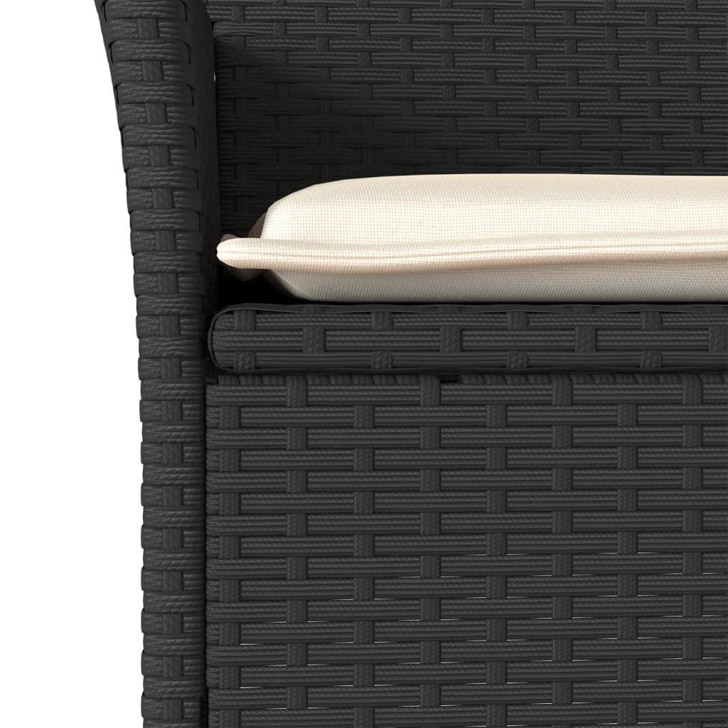 7-delt sæt Have spisestuesæt med puder Sort polyrattan akacie