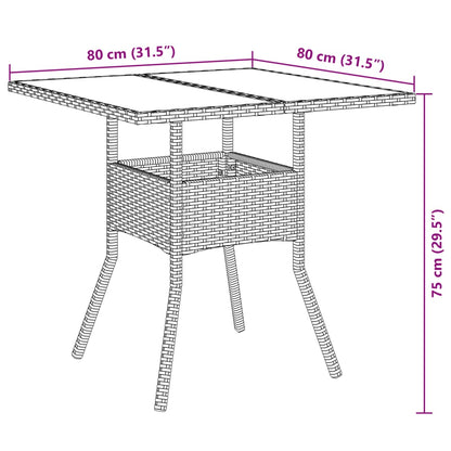 3-tlg. Garten-Essgruppe mit Kissen Schwarz Poly Rattan Akazie