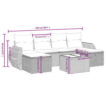 6-tlg. Garten-Sofagarnitur mit Kissen Braun Poly Rattan