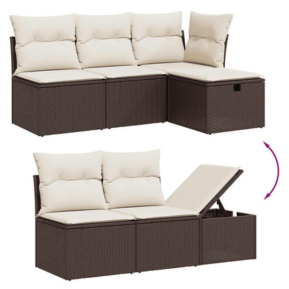 11-tlg. Garten-Sofagarnitur mit Kissen Braun Poly Rattan