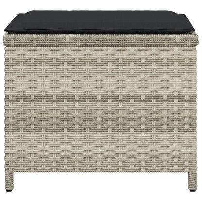 Gartenhocker mit Kissen 4 Stk. Hellgrau 40x40x35 cm Poly Rattan