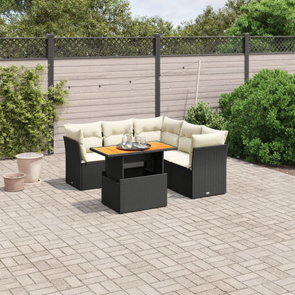 5-tlg. Garten-Sofagarnitur mit Kissen Schwarz Poly Rattan
