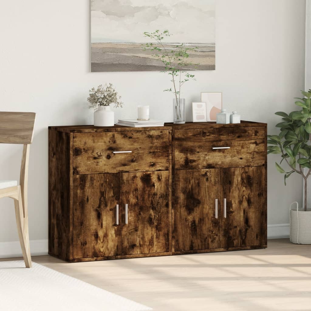 Skænke 2 stk Røget eg 60x31x70 cm træmateriale