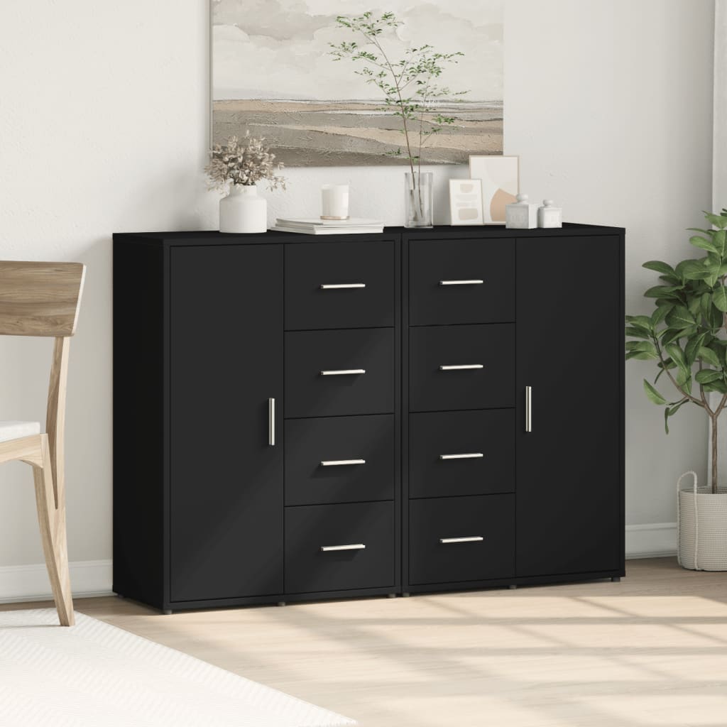 Skænke 2 stk Sort 60x31x84 cm træmateriale