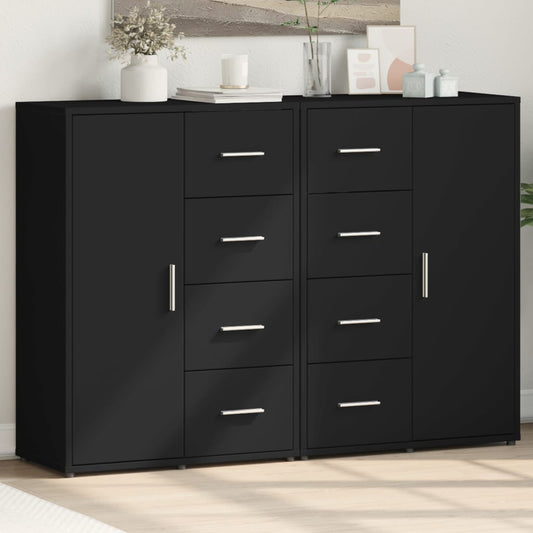 Skænke 2 stk Sort 60x31x84 cm træmateriale