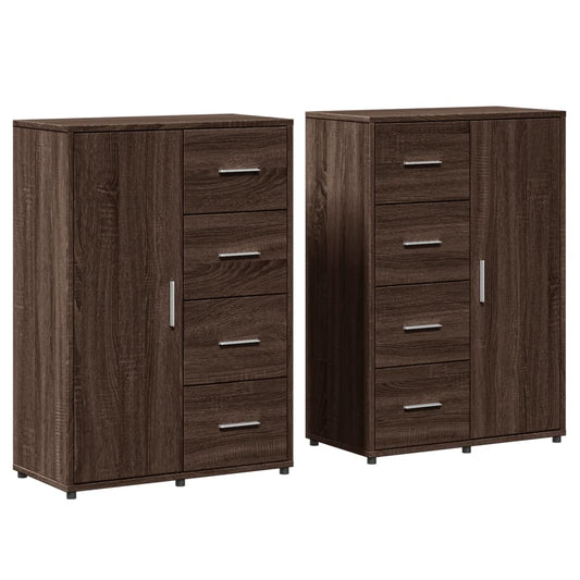 Sideboards 2 Stk. Braun Eichen-Optik 60x31x84 cm Holzwerkstoff