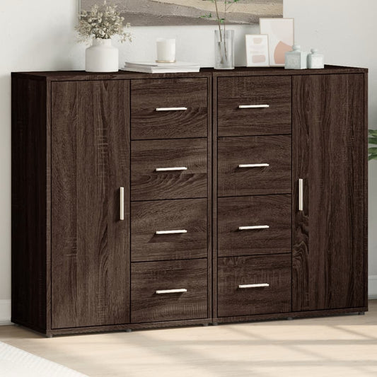 Sideboards 2 Stk. Braun Eichen-Optik 60x31x84 cm Holzwerkstoff