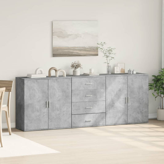 Sideboards 3 Stk. Betongrau Holzwerkstoff