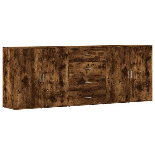 Sideboards 3 Stk. Räuchereiche Holzwerkstoff