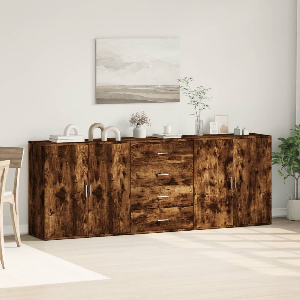 Sideboards 3 Stk. Räuchereiche Holzwerkstoff