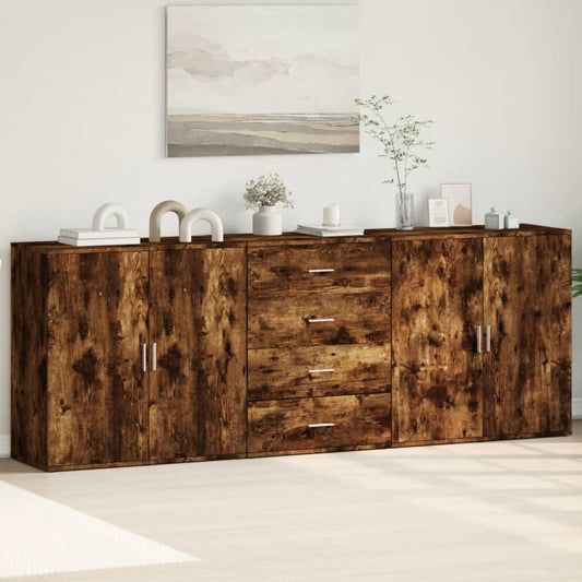 Sideboards 3 Stk. Räuchereiche Holzwerkstoff