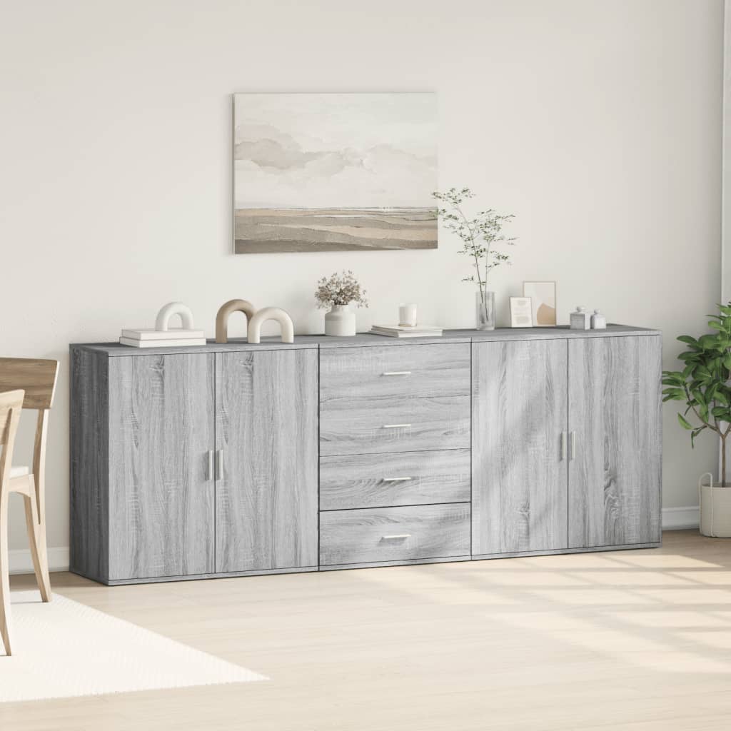 Sideboards 3 Stk. Grau Sonoma Holzwerkstoff