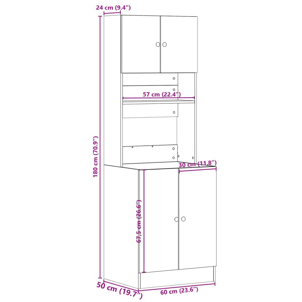 Køkkenskab Røget Eg 60x50x180 cm Træ Materiale
