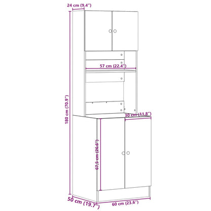 Küchenschrank Grau Sonoma 60x50x180 cm Holzwerkstoff