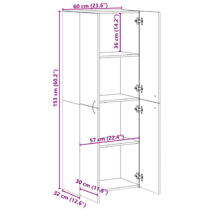 Aktenschrank Betongrau 60x32x153 cm Holzwerkstoff