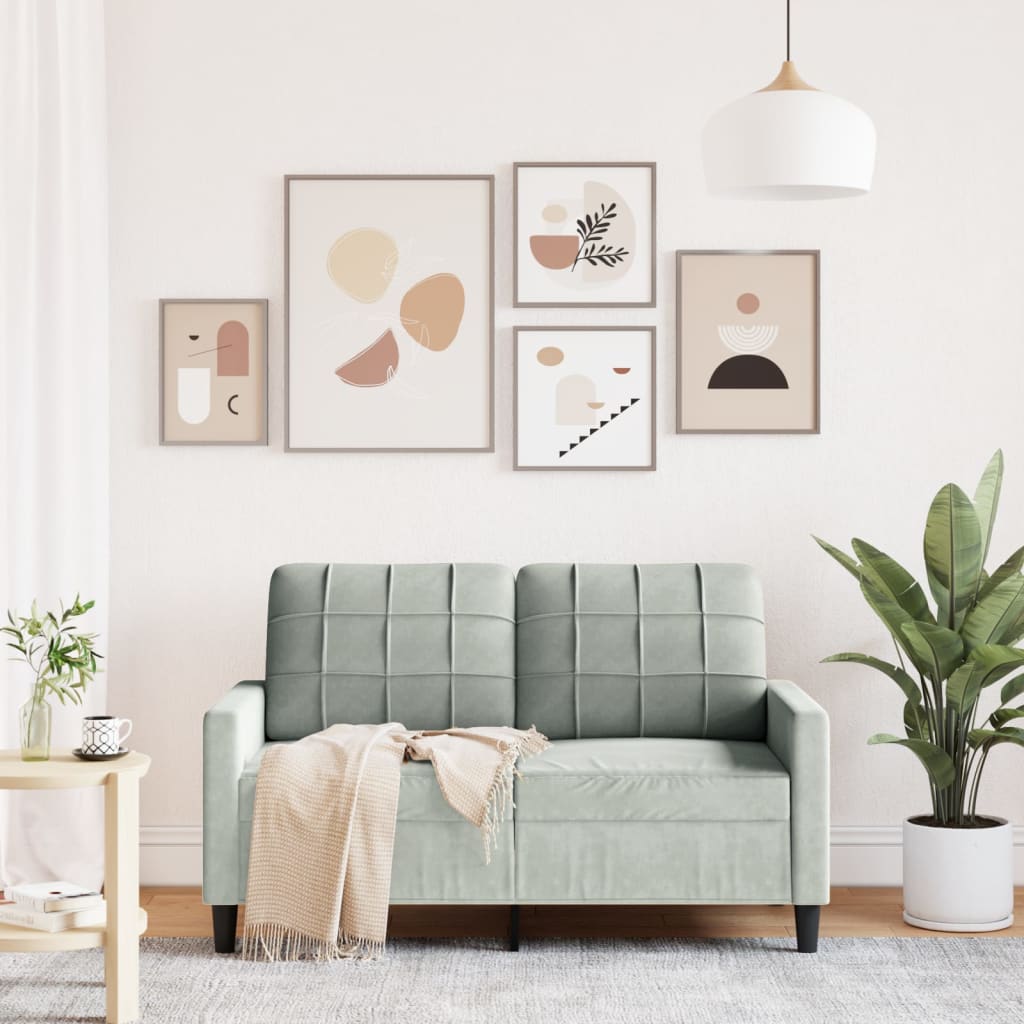2-personers sofa lysegrå 120 cm fløjl