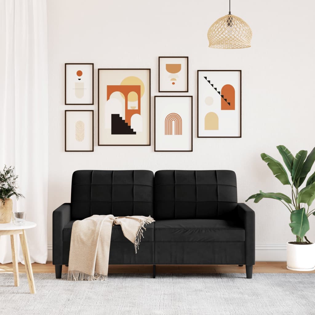 2-personers sofa sort 140 cm fløjl