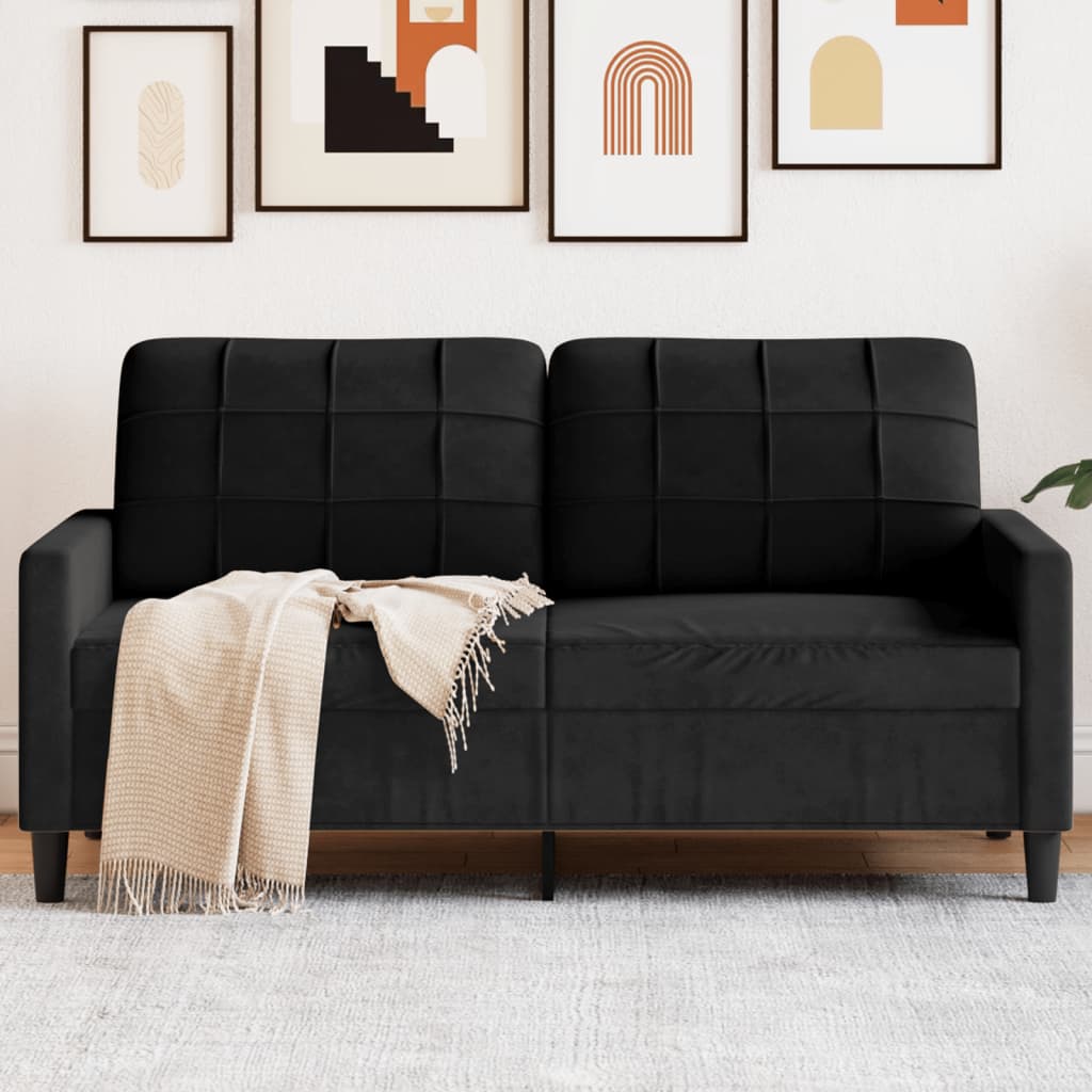 2-personers sofa sort 140 cm fløjl
