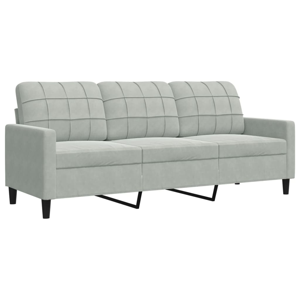 3-personers sofa lysegrå 180 cm fløjl