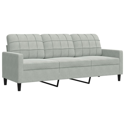 3-personers sofa lysegrå 180 cm fløjl
