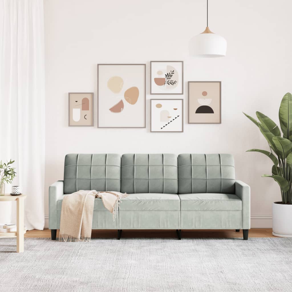3-personers sofa lysegrå 180 cm fløjl