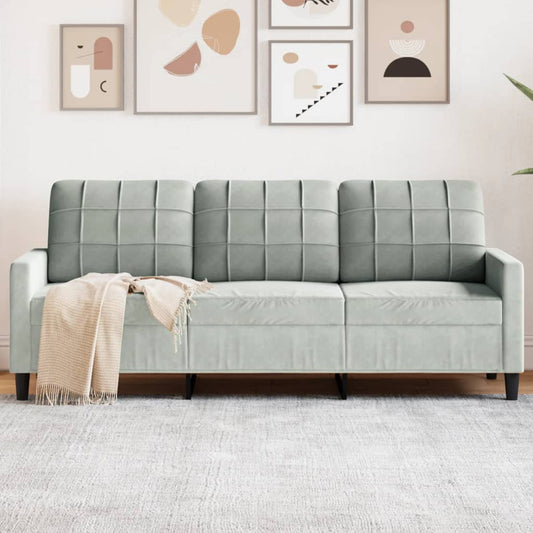 3-personers sofa lysegrå 180 cm fløjl