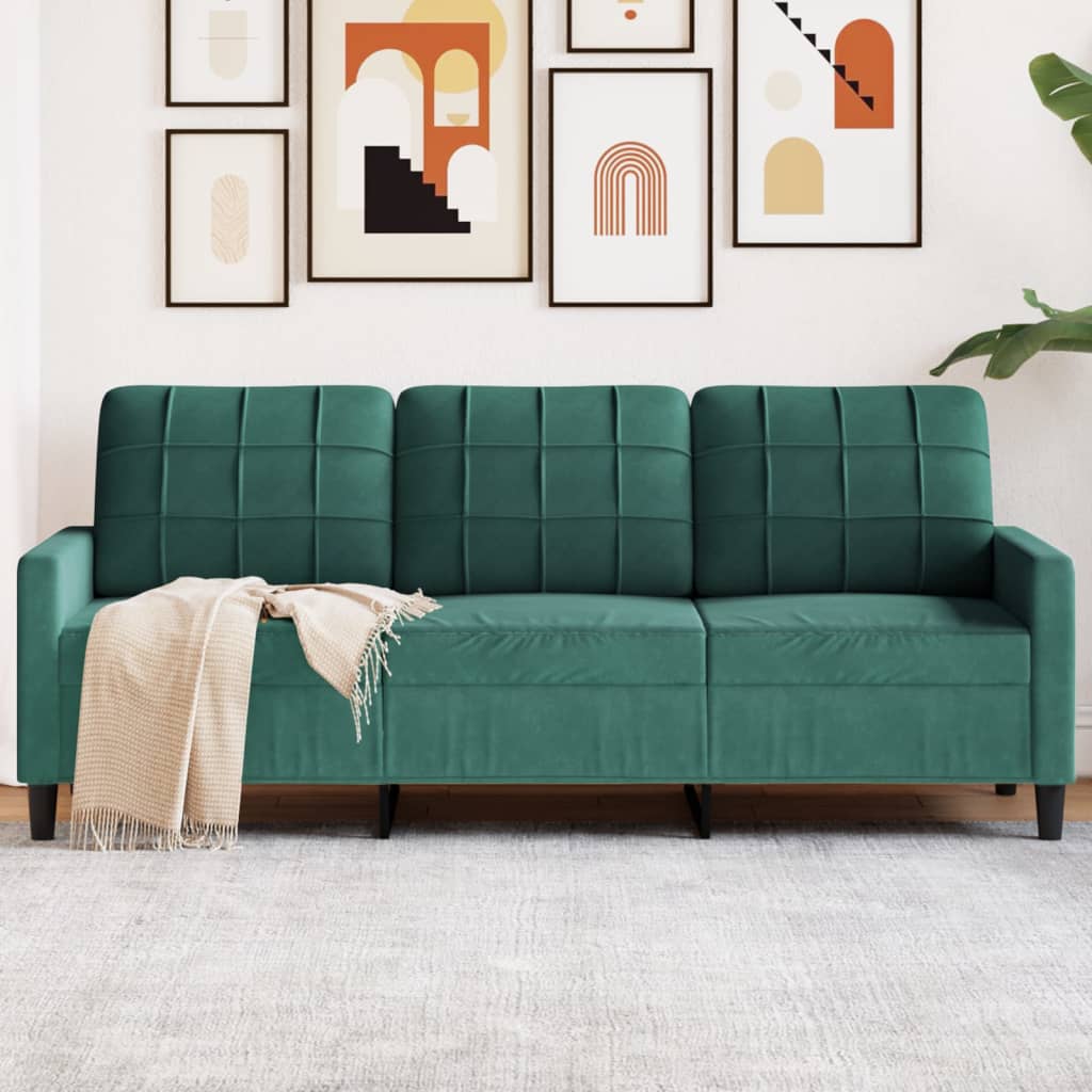 3-personers sofa mørkegrøn 180 cm fløjl