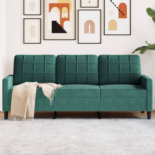 3-personers sofa mørkegrøn 180 cm fløjl