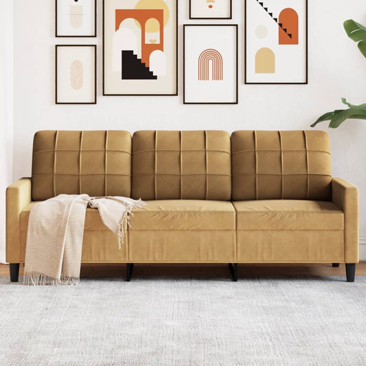 3-Sitzer-Sofa Braun 180 cm Samt