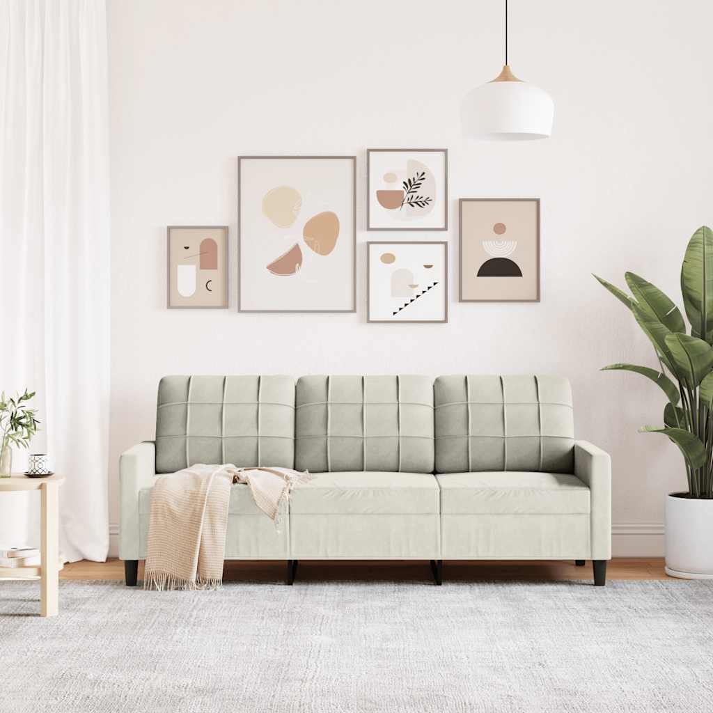 3-personers sofa creme 180 cm fløjl