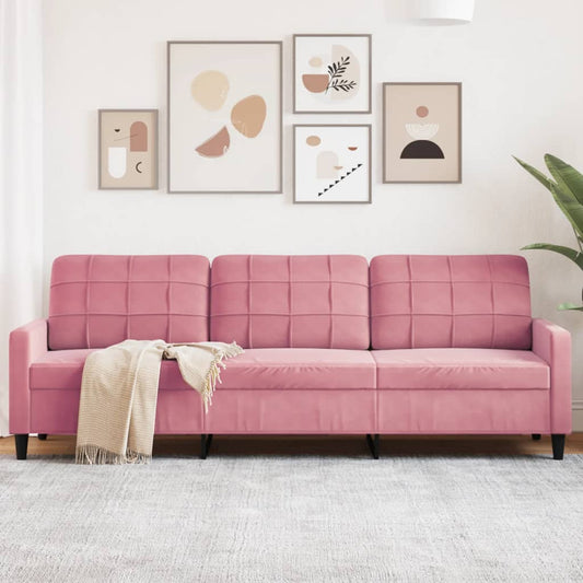 3-personers sofa pink 210 cm fløjl