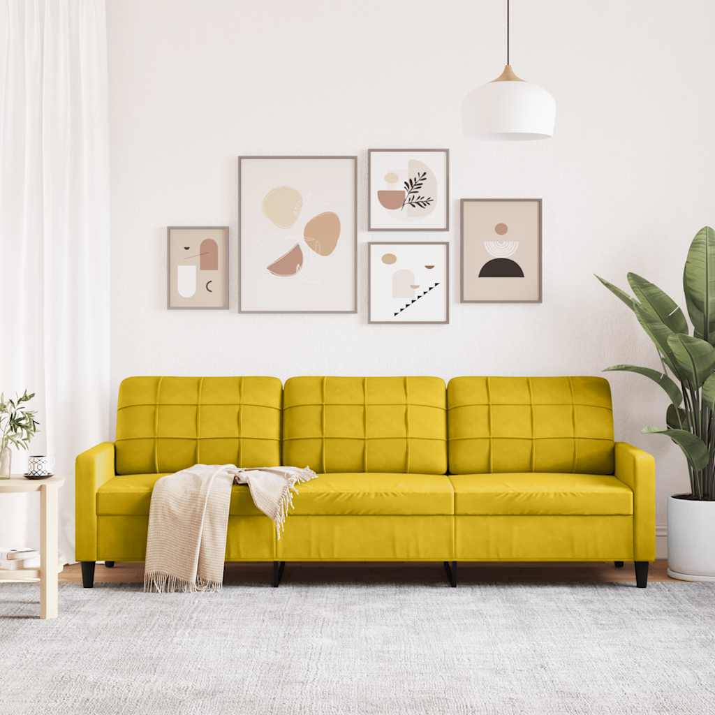 3-Sitzer-Sofa Gelb 210 cm Samt