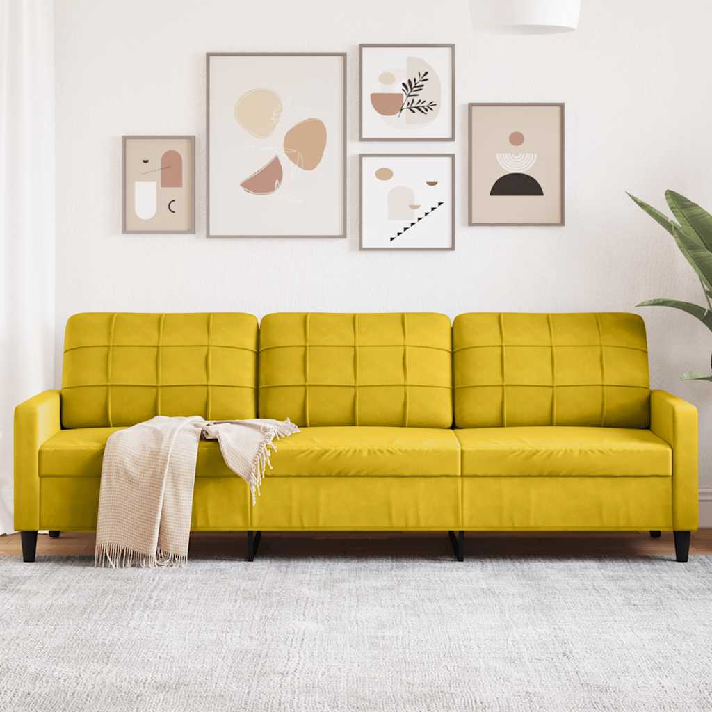 3-Sitzer-Sofa Gelb 210 cm Samt