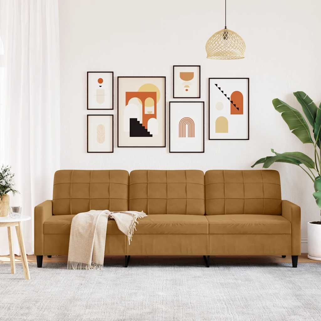 3-Sitzer-Sofa Braun 210 cm Samt