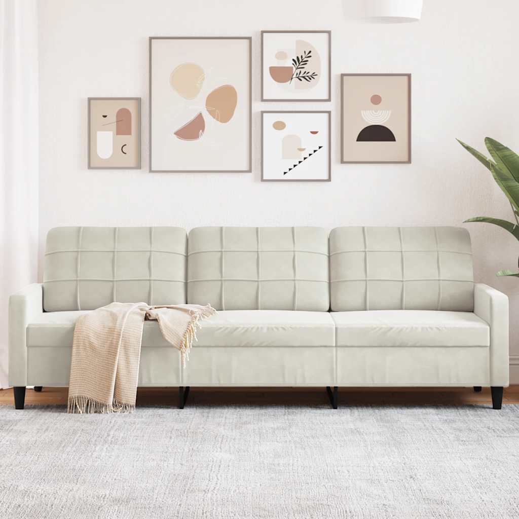 3-Sitzer-Sofa Creme 210 cm Samt
