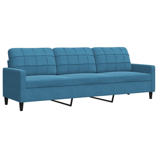3-personers sofa blå 210 cm fløjl