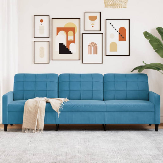 3-personers sofa blå 210 cm fløjl