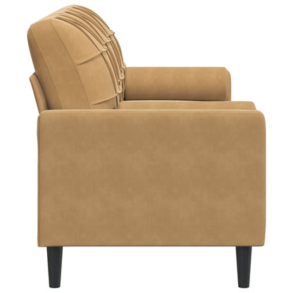 3-Sitzer-Sofa mit Zierkissen Braun 180 cm Samt