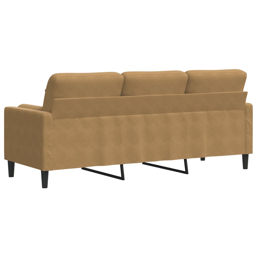3-Sitzer-Sofa mit Zierkissen Braun 180 cm Samt