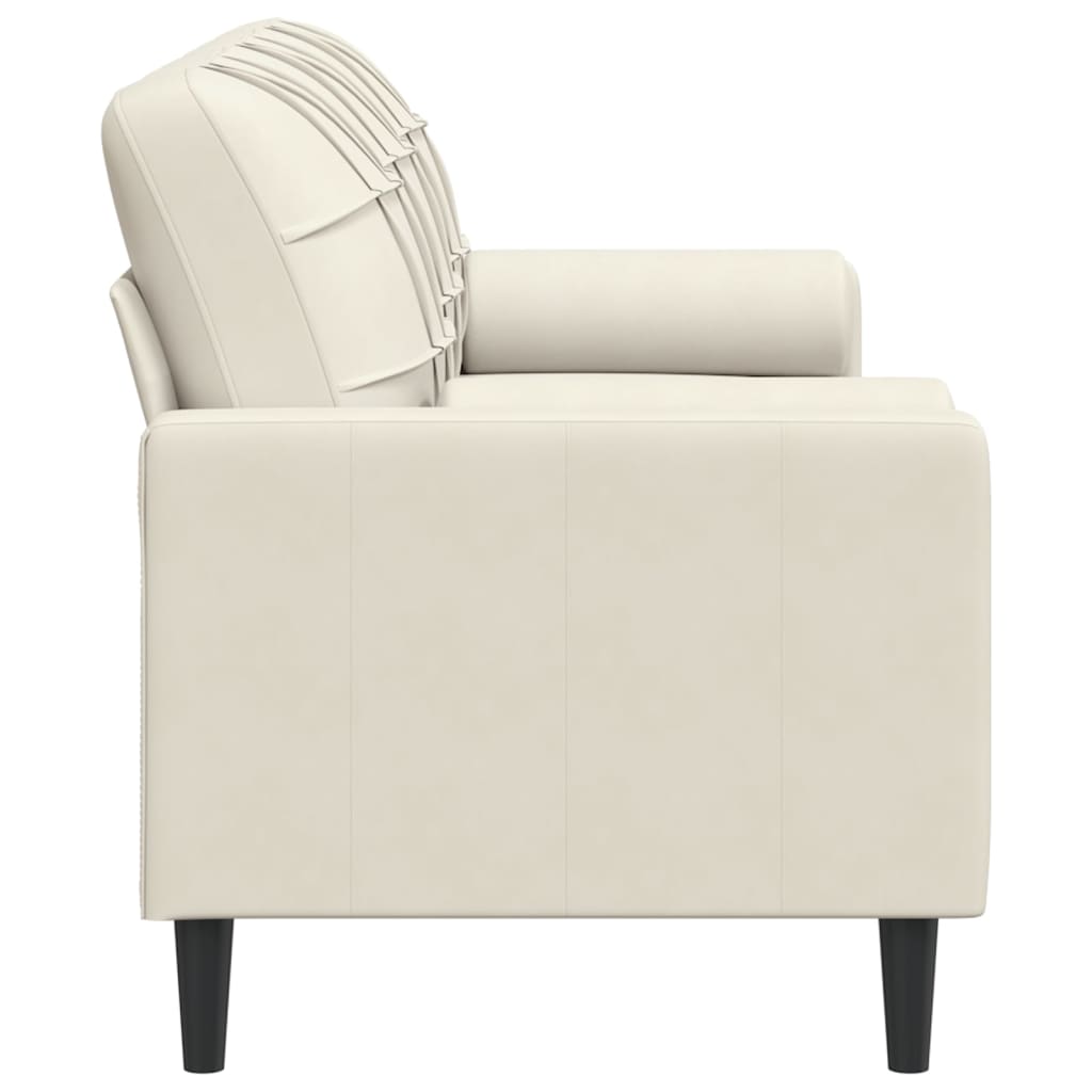 3-Sitzer-Sofa mit Zierkissen Creme 180 cm Samt