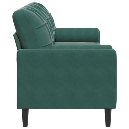 Sofa 3-Sitzer mit Zierkissen Dunkelgrün 210 cm Samt